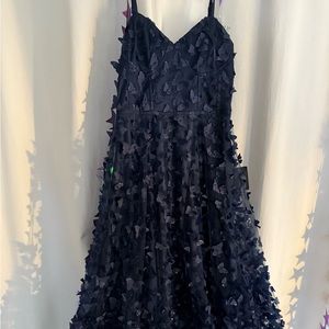 BRAND NEW WITH TAGS Time To Fly Lulus Midi Lace Up Navy Blue Dress